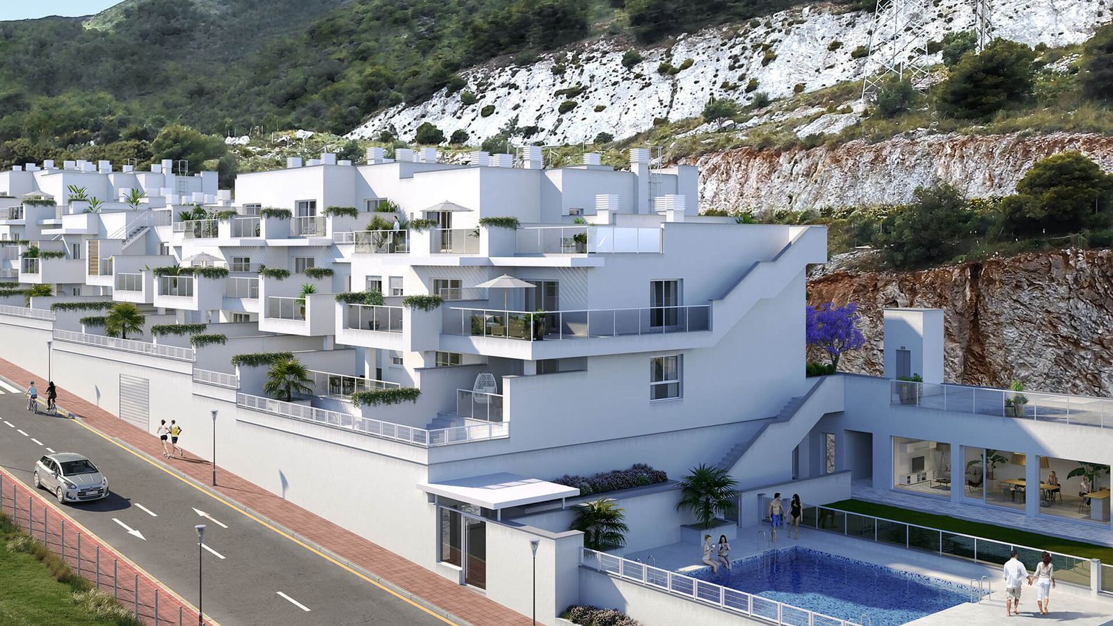 09 modern white apartments pool view